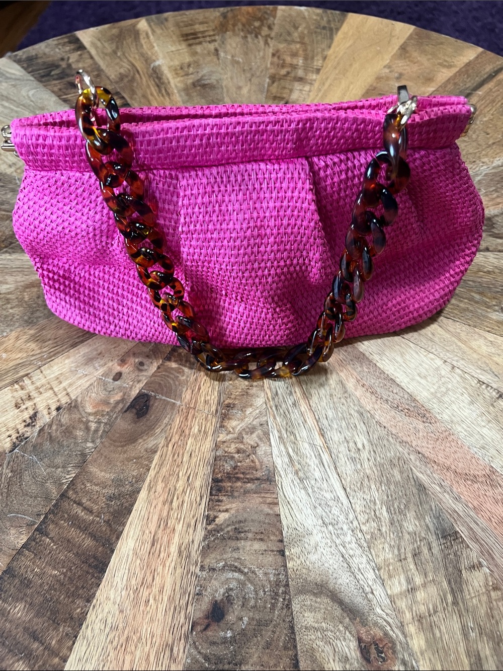A New Day Pink Woven Tortoise Chain-Handle  Bag